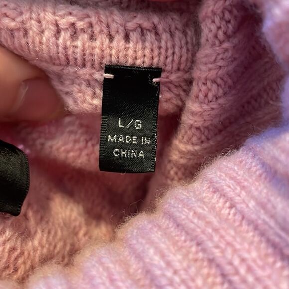 ATM Wool Cable Knit Turtleneck Sweater Blush Pink - Picture 8 of 10